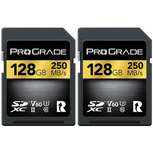 2 כרטיסים Prograde Digital SDXC UHS-II V60 250MBs 128GB