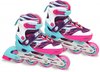 רולר בליידס 4 גלגלים שילדת אלומיניום ומעצור במידה 31-34 - ורוד/תכלת