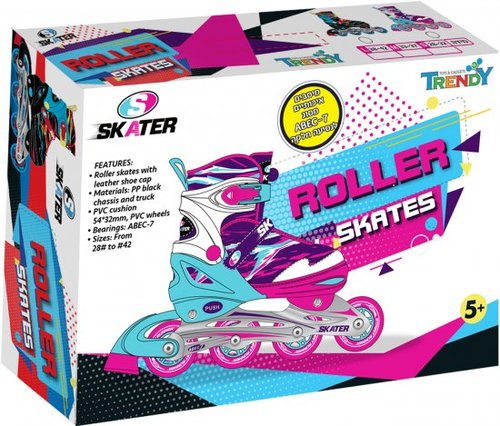 רולר בליידס 4 גלגלים שילדת אלומיניום ומעצור במידה 31-34 - ורוד/תכלת