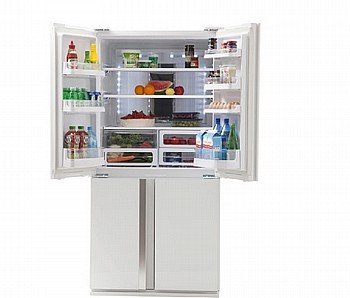 מקרר 610 ‏ליטר Sharp SJR8912 שארפ 4 דלתות מקפיא תחתון זכוכית לבנה