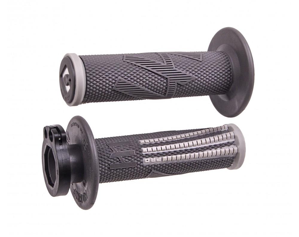 גריפים עם נעילה וידית מצערת אפור - ODI EMIG PRO V2 LOCK-ON GRIPS