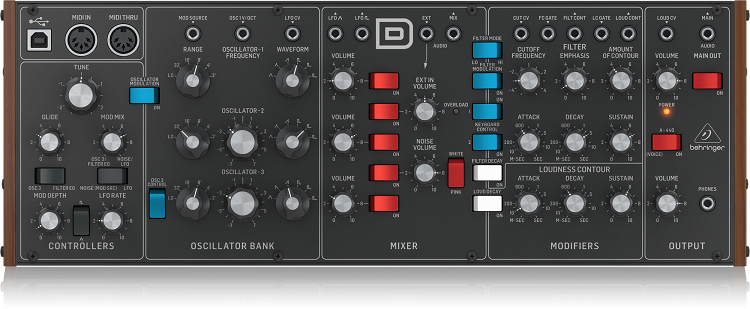 Behringer Model-D - סינטיסייזר אנלוגי - שיחזור מודרני ל-Model D האגדי.