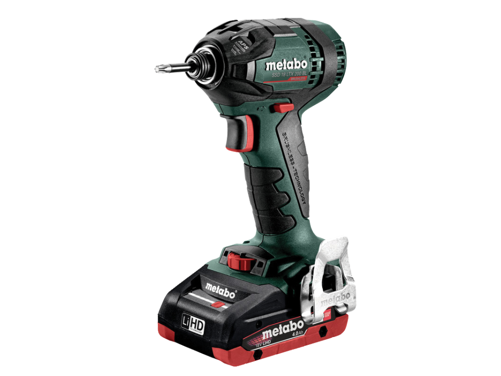 מברגת אימפקט נטענת בראשלס  2 סוללות METABO SSD 18 LTX 200 BL 18V 4Ah