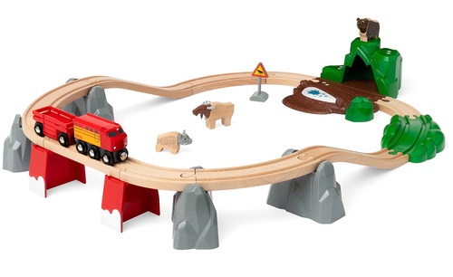 סט רכבת מסע מעגלית עם גשר ומנהרה + 3 חיות נורדיות 26 חלקים 33988