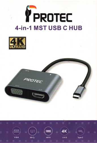 תחנת עגינה / מתאם  Protec 4-in-1 mst Usb-C HUB