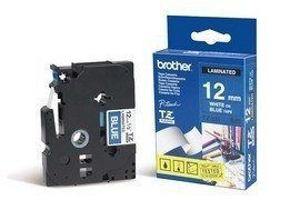 סרט למכשיר Ptouch ברוחב 12mm הדפסה בלבן על רקע כחול TZe535