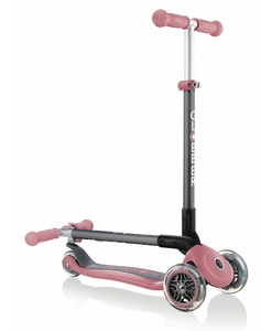 קורקינט מתקפל לילדים פרימו אנודייז Primo עם ידית בגובה משתנה וציפוי מונע החלקה - ורוד פסטל / אפור