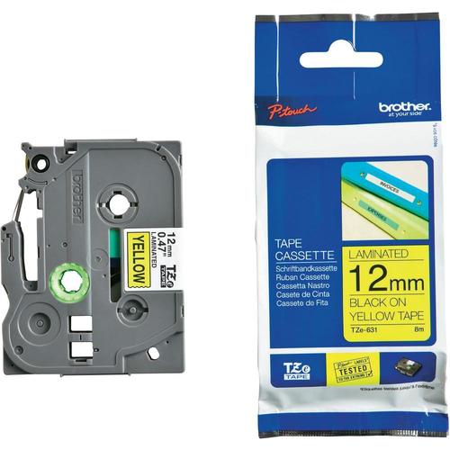 סרט למכשיר Ptouch ברוחב 12mm הדפסה בשחור על רקע צהוב TZe631