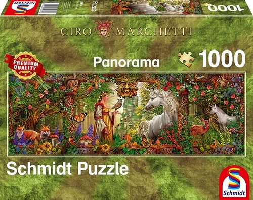 פאזל פנורמי 1000 חלקים חד קרן ביער קסום