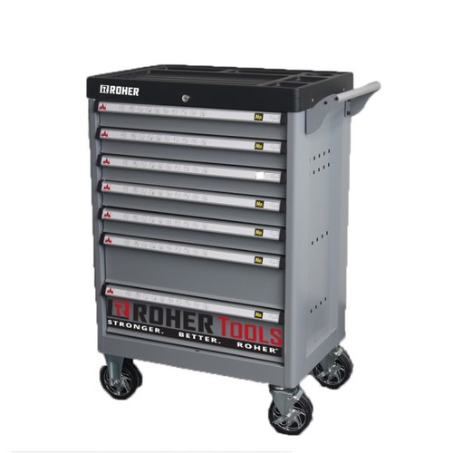 עגלת כלים 7 מגירות אפור מזוודת 198 חלקים