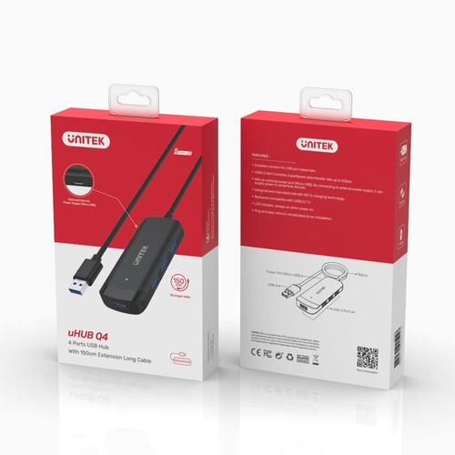 מפצל 4 יציאות  Unitek Q4 USB3.0 Hub H1111E 