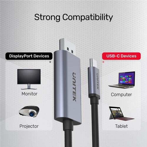 כבל מתאם Unotek USB Type-c To DisplayPort Cable
