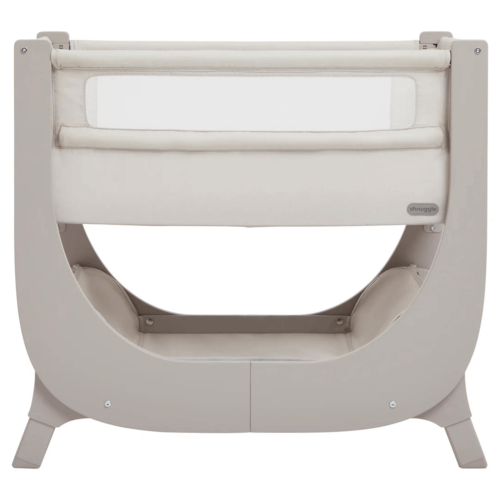 עריסת תינוק מעץ Air Lite מתחברת למיטת הורים היפואלרגנית עם דופן נפתחת ומצבי גובה Shnuggle צבע Taupe