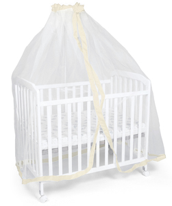 כילה למיטת תינוק / עריסה / לול כולל מתקן תליה - לבן פס קרם