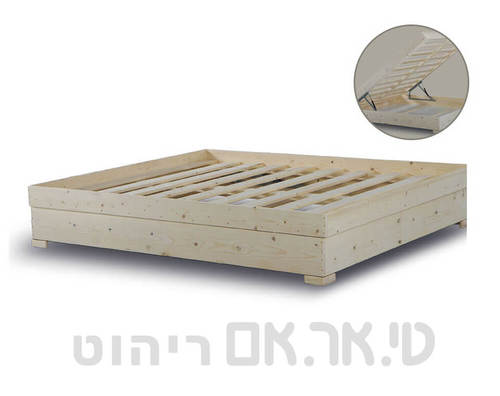 מיטה מעץ עם ארגז אחסון