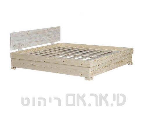 מיטה מעץ עם ראש מיטה וארגז אחסון