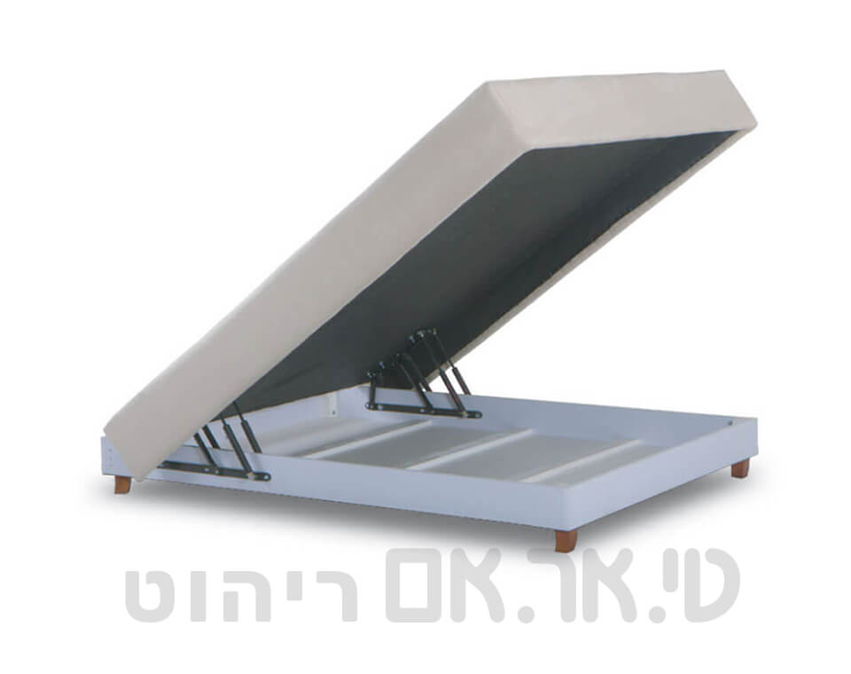מיטה מעץ מרופדת עם ארגז אחסון