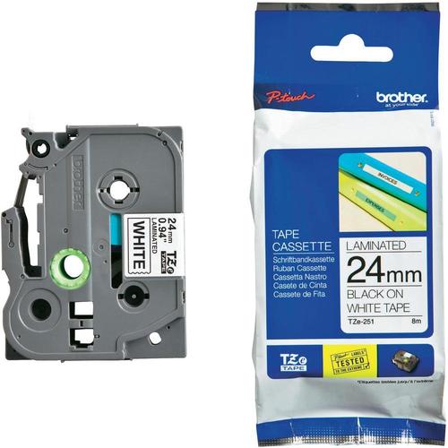 סרט למכשיר Ptouch ברוחב 24mm הדפסה בשחור על רקע לבן TZe251