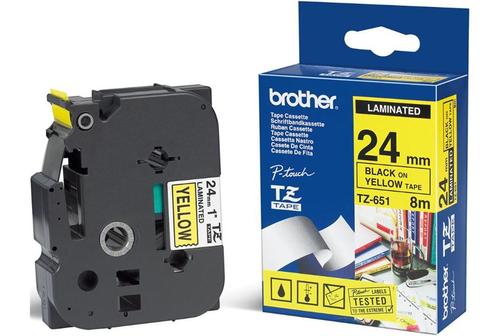 סרט למכשיר Ptouch ברוחב 24mm הדפסה בשחור על רקע צהוב TZe651