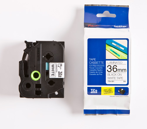 סרט למכשיר Ptouch ברוחב 36mm הדפסה בשחור על רקע לבן TZe261