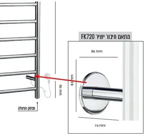 מייבש מחמם מגבות SMEDBO עם גימור כרום ודגם אדר ר-50 ג-69.