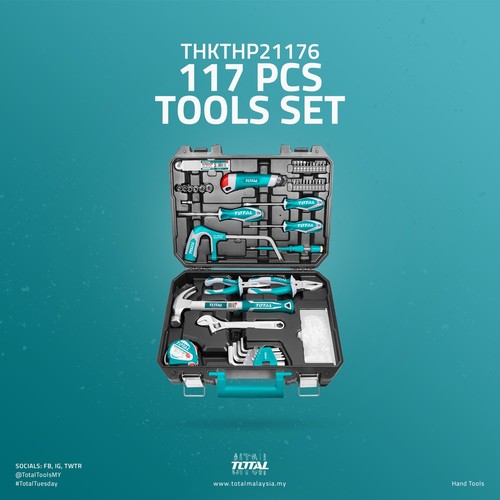 מזוודת כלי עבודה מקצועיים - 117 חלקים TOTAL TOOLS