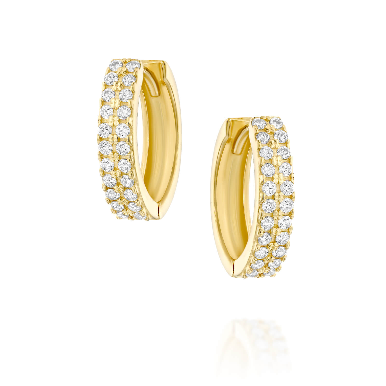 עגילי חישוק 0.25ct יהלומים זהב 14K