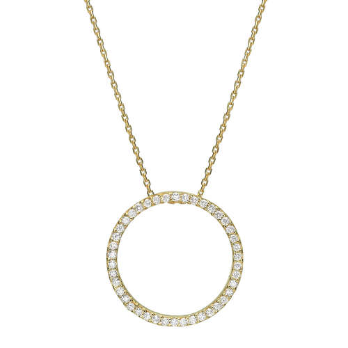שרשרת ותליון מעגל יהלומים 0.25ct זהב 14K