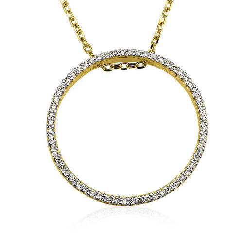 שרשרת ותליון מעגל יהלומים 0.34 CT זהב 14K