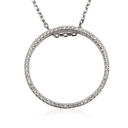 שרשרת ותליון מעגל יהלומים 0.34 CT זהב 14K