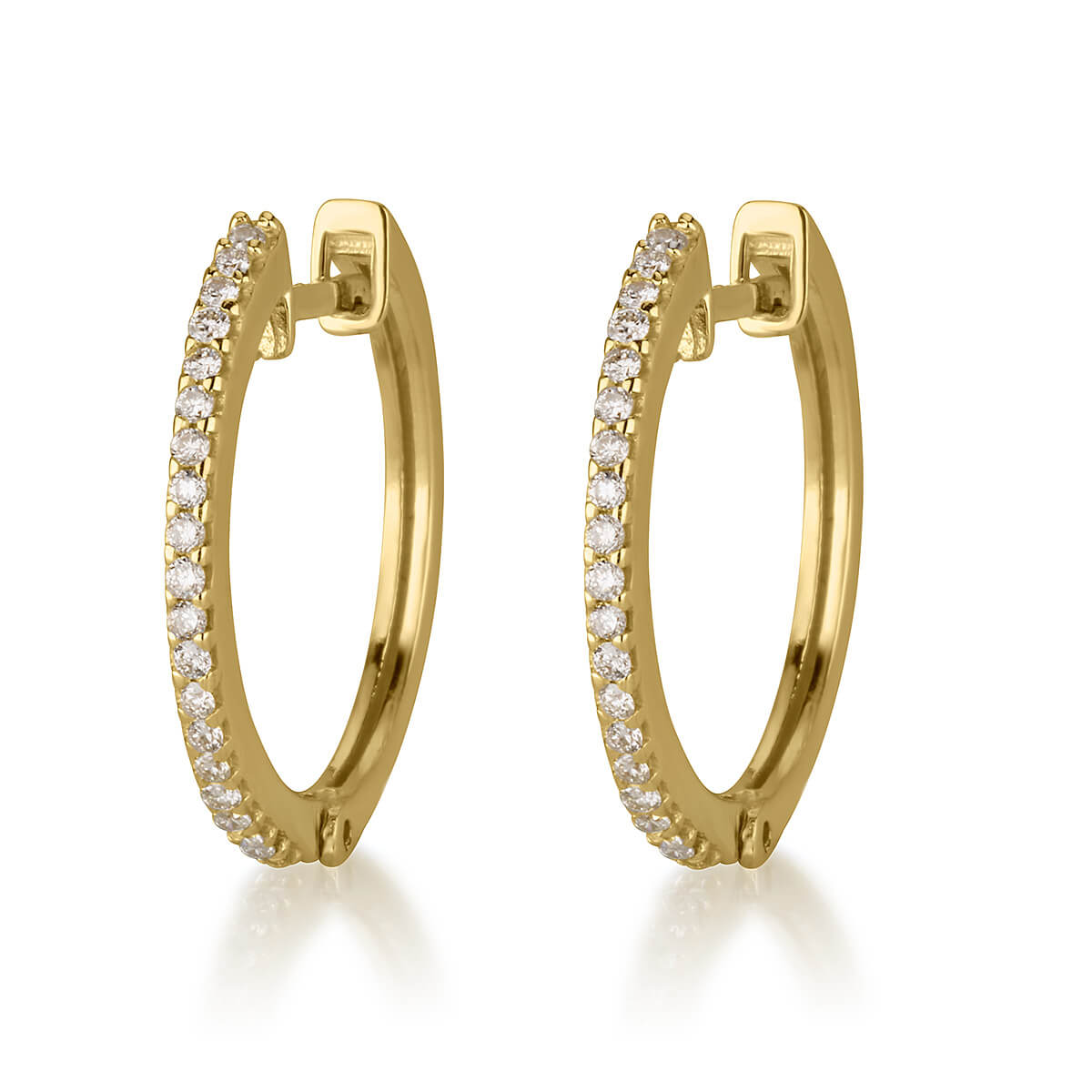 עגילי חישוק 0.25ct יהלומים זהב 14K