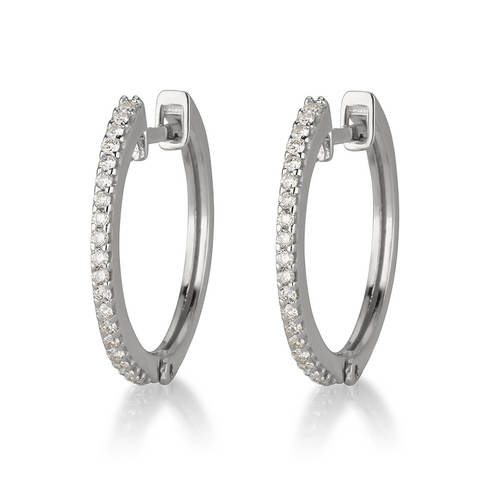 עגילי חישוק 0.25ct יהלומים זהב 14K