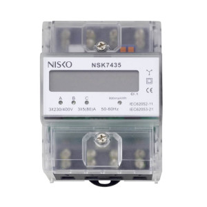 מונה חשמל דיגיטלי ללוח תלת פאזי 4 מודול NSK7435-3P ניסקו