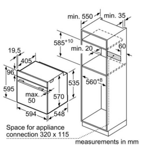 תנור בנוי 71 ליטרBosch  HBA534BR0Y נירוסטה בוש