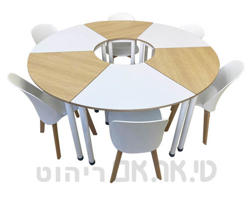 שולחן תלמיד טרפז מעוגל שני צבעים