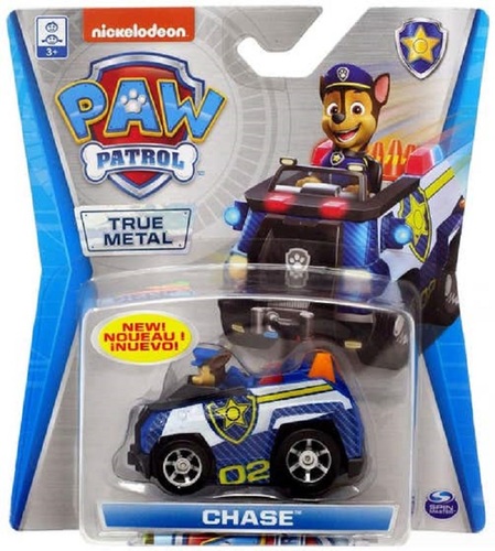 רכב מתכת עם 4 גלגלים מסתובבים ודמות קטנה של צ'ייס - כחול