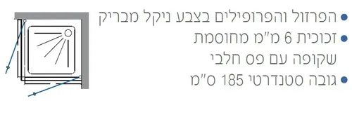 מקלחון פינתי EL2801 עם פס חלבי מבית סל אקווה בגימור ניקל.