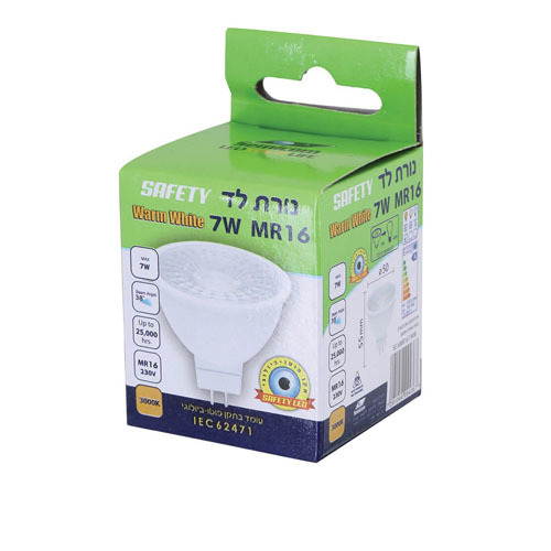 נורת לד 230V 7W MR16 אור חם Semicom סמיקום
