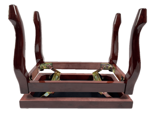 כסא פסנתר מתכוונן עם רגליים מהודרות בצבע חום מהגוני וטופ שחור דמוי עור PB18-CL מבית Legrand