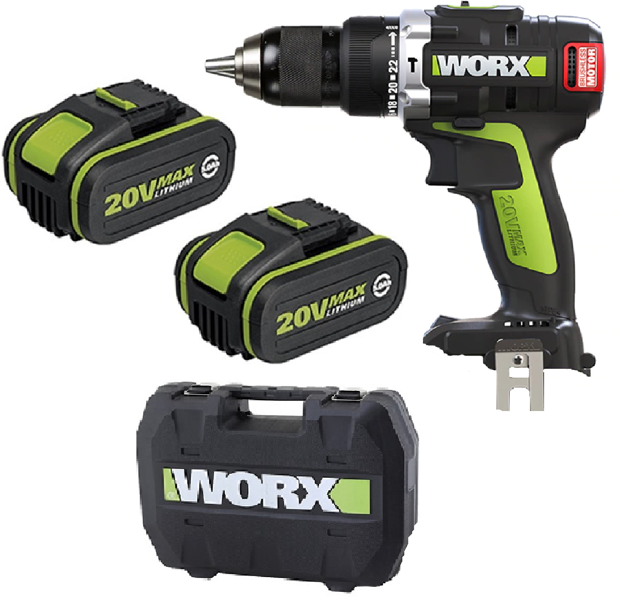 מברגה/מקדחה 20V + שתי סוללות 4.0AH
