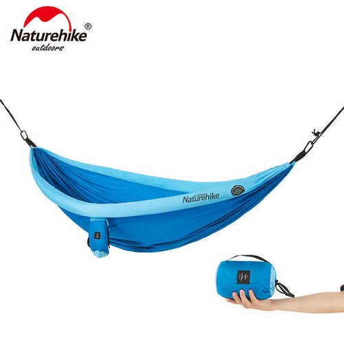 ערסל זוגי מבד מצנח שכיבה מתקפל לקטן NATUREHIKE Super Light Hammock