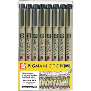 סט 8 מרקר צבעוני מיקרון 05 PIGMA SAKURA