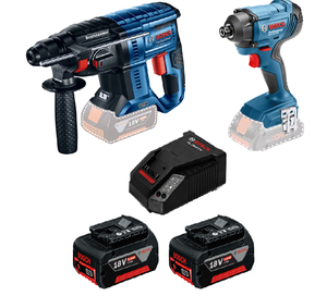 סט 18V מקצועי פטישון ללא פחמים+אימפקט וזוג סוללות 4AH
