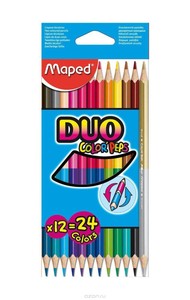 צבעי עפרון 2 ב-1 דו צדדי- 12 יח
