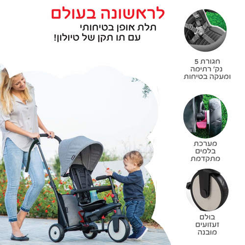 תלת אופן מתקפל אפור מסדרת STR3 06