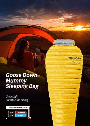שק שינה פוך אווזים חורפי מתקפל לקטן רק 690 ג' NATUREHIKE CW300 Goose Down