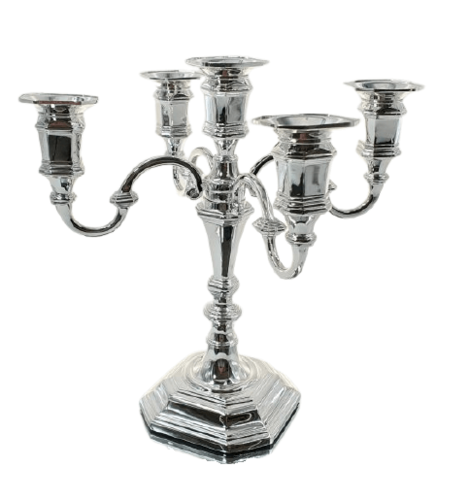 פמוט מוכסף אנגלי 5 קנים 25סמ
