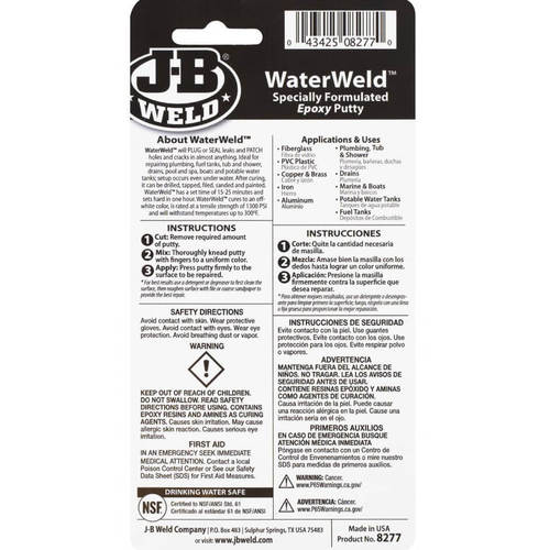 פלסטלינה אפוקסית חזקה לשימוש מתחת למים JB WATERWELD