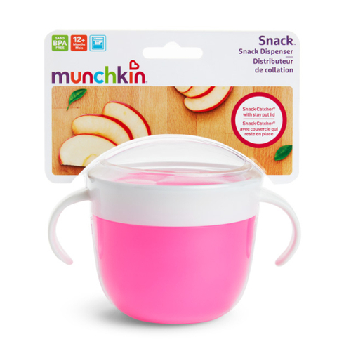 קערת חטיפים/ פירות עם מכסה ורוד MUNCHKIN
