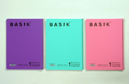מחברת ספירל A4 פסטל משובץ BASIK-מארז 3 יח' 